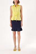 Yellow ACCESSORIES AND FRINGES DETAILED SLEEVEless POPLIN SHIRT 10488