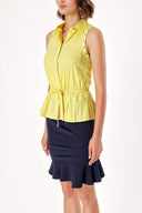 Yellow ACCESSORIES AND FRINGES DETAILED SLEEVEless POPLIN SHIRT 10488