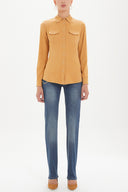 Black Snap-fastener suede shirt  10636