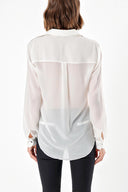 White EMBROIDERY DETAILED Chiffon SHIRT 10640