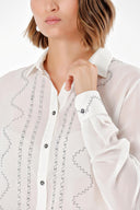 White EMBROIDERY DETAILED Chiffon SHIRT 10640