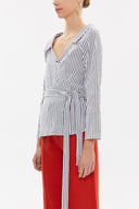 Black Wrap-over  poplin shirt  10674