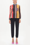 Striped Wide cut chiffon blouse 10677