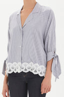 Striped Lace skirt wide cut shirt  10679