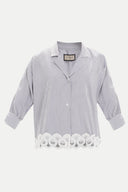 Striped Lace skirt wide cut shirt  10679