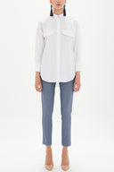 White Pocket  wide cut shirt  10689