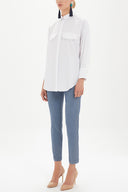 White Pocket  wide cut shirt  10689