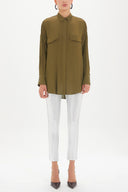 Khaki Pocket  wide cut shirt  10689