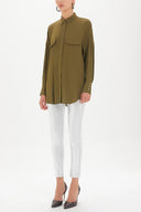 Khaki Pocket  wide cut shirt  10689