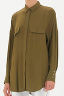 Khaki Pocket  wide cut shirt  10689