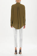 Khaki Pocket  wide cut shirt  10689