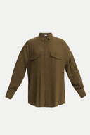 Khaki Pocket  wide cut shirt  10689