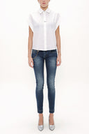 White Back-wrap tie poplin shirt 10693