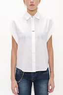 White Back-wrap tie poplin shirt 10693