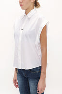 White Back-wrap tie poplin shirt 10693