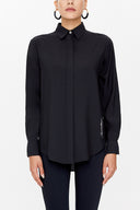 Black Embroidered wide cut shirt 10709