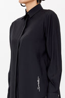 Black Embroidered wide cut shirt 10709