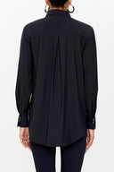 Black Embroidered wide cut shirt 10709