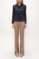 Navy Blue Slim fit poplin shirt 10712