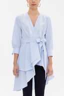 Blue Asymmetric cut poplin shirt 10715