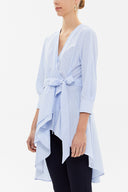 Blue Asymmetric cut poplin shirt 10715