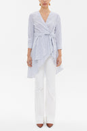 Navy Blue Asymmetric cut poplin shirt 10715