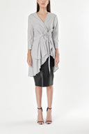 Gray Asymmetric cut poplin shirt 10715