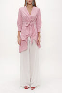 Red Asymmetric cut poplin shirt 10715