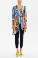 Mixed Colors Asymmetric cut poplin shirt 10715