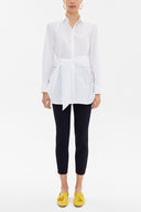White Lacu up wide cut poplin shirt 10723