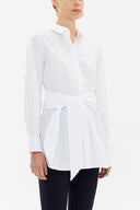 White Lacu up wide cut poplin shirt 10723