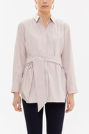 Salmon Lacu up wide cut poplin shirt 10723