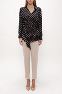 Spotted Lacu up wide cut poplin shirt 10723