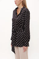 Spotted Lacu up wide cut poplin shirt 10723
