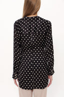 Spotted Lacu up wide cut poplin shirt 10723