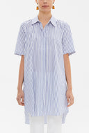 Navy Blue Short sleeve poplin shirt 10732