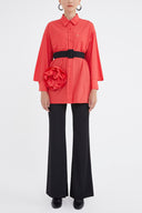 Red Rose  detail  shabby chic shirt  10741