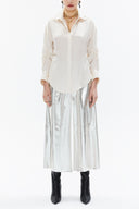 Beige Pleated sleeve Slim fit  shirt  10756