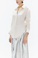 Beige Pleated sleeve Slim fit  shirt  10756