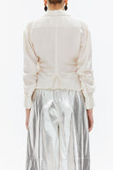 Beige Pleated sleeve Slim fit  shirt  10756