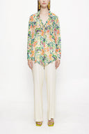 WHITE BACKGROUND WITH ROSE Wide cut shirt 10761