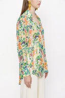 WHITE BACKGROUND WITH ROSE Wide cut shirt 10761