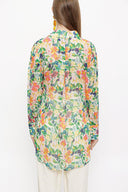 WHITE BACKGROUND WITH ROSE Wide cut shirt 10761