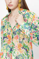 WHITE BACKGROUND WITH ROSE Wide cut shirt 10761