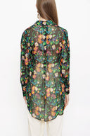 Black Background Floral Printed Wide cut shirt 10761