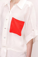 White Lace-up  linen shirt   10800