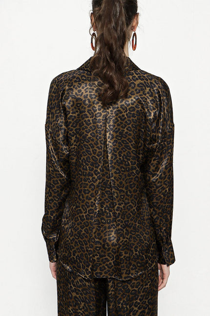 Leopar Bol Kesim Gömlek 10814