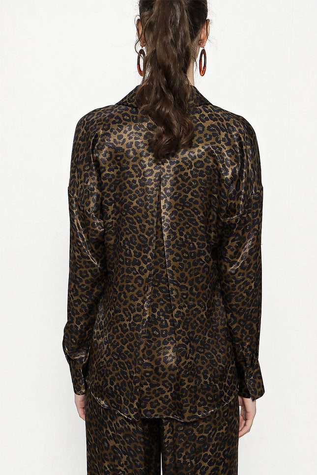 Leopar Bol Kesim Gömlek 10814
