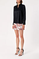 Black Wide cut satin shirt 10815