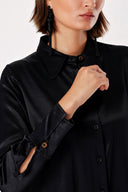 Black Wide cut satin shirt 10815